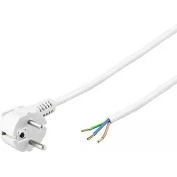 Wentronic Goobay Cable de alimentación Schuko en ángulo con extremos abiertos, 5 m, Blanco, H05VV-F 3G1.5, 16 A 93313