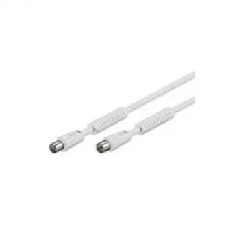 Wentronic Goobay cable de antena, 100% apantallado, ferrita, blanco, 2,5 m - conector macho coaxial IEC a conector hembra coaxial IEC (50724)