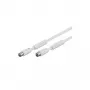 Wentronic Goobay cable de antena, 100% apantallado, ferrita, blanco, 2,5 m - conector macho coaxial IEC a conector hembra coaxial IEC (50724)