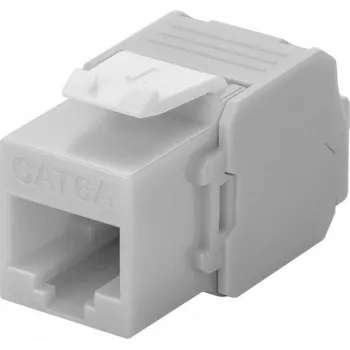 Wentronic Goobay Conector hembra Keystone RJ45 CAT 6a, sin apantallar, 500 MHz, gris claro-blanco (90693)