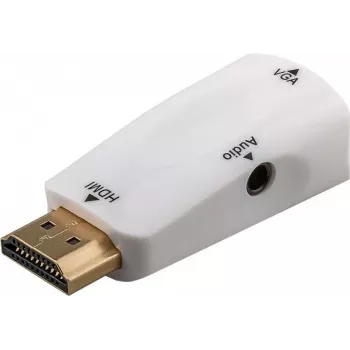 Wentronic Goobay Adaptador compacto HDMI a VGA con audio - HDMI macho a VGA hembra + jack de 3,5 mm, 1080p, negro 44793