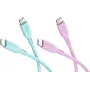 WENTRONIC Goobay Coral Crush set de 2 cables USB-C de silicona, 1,5 m, turquesa y rosa (81260)