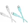 WENTRONIC Goobay Crystal Lagoon Set de 2 cables de silicona USB-C, 1,5 m, Blanco y Turquesa (81259)