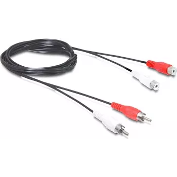 Wentronic Goobay cable alargador RCA, 2,5 m, 2x conector macho RCA a 2x conector hembra RCA, audio estéreo, negro 50026