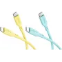 WENTRONIC Goobay Tropic Glow set de 2 cables USB-C de silicona, 1,5 m, amarillo, turquesa (81275)