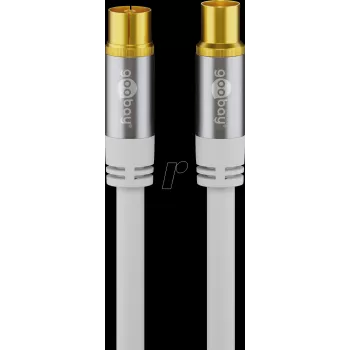 Wentronic Goobay Cable de antena de TV 1m Blanco Chapado en oro con blindaje de 4 capas 135dB Coaxial hembra a macho 70313