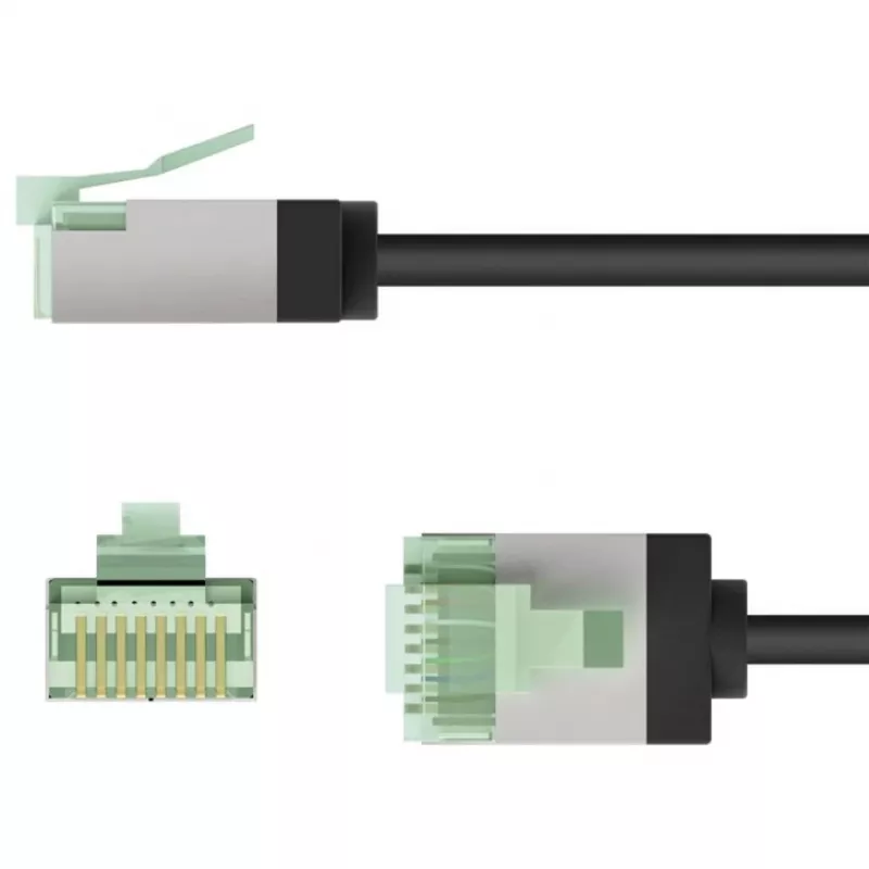 Wentronic Goobay Cable de red CAT 8.1 Slim ultraflexible S/FTP, negro, 0,25 m, 40 Gbps, RJ45 extra corto snagless 74355