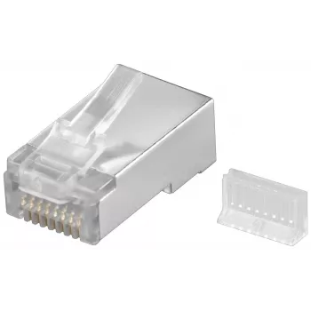 Wentronic Conector modular RJ45 apantallado 8P8C para cable redondo, a granel