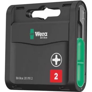 Wera 05057750001 set de 20 puntas de destornillador con recubrimiento de diamante con soporte universal, enganche hexagonal de 1/4 pulgadas, 25 mm de longitud