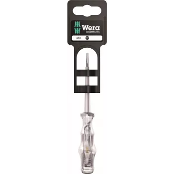 Wera 247 destornillador comprobador de tensión, plano 0,5 x 3,0 x 70 mm, 150-250V AC, DIN VDE 0680-6, mango Kraftform 05100100001
