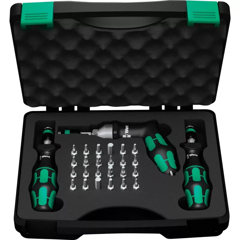 Wera 7445/46/47 set de destornilladores dinamométricos, 27 piezas (0,3-6,0 Nm) con portapuntas Rapidaptor, caja textil 05350451001