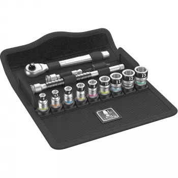 Wera 8100 SA 12 HF Zyklop Juego de vasos métricos con carraca 1/4