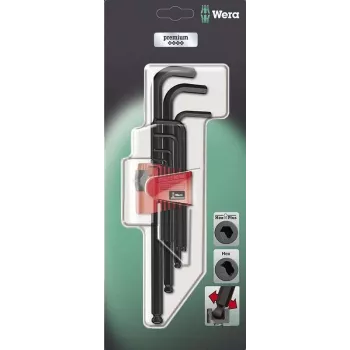 Wera Hex-Plus juego de llaves en L 950 PKL/9 BM SB SiS, 9 piezas, métrico, BlackLaser 05073596001