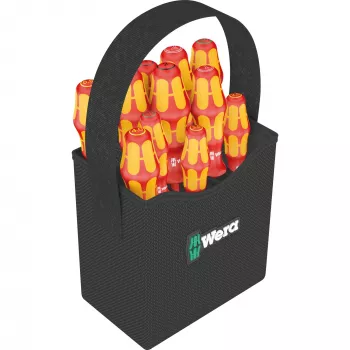 Set de puntas para destornillador Wera Kraftform 2go 100, 11 piezas, Phillips, Pozidriv, Torx, puntas de 25 mm, con portapuntas Rapidaptor y bolsa de tela 05004310001