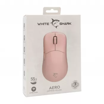 White Shark AERO PINK ratón gaming inalámbrico (rosa, 10000 DPI, 2,4 GHz/USB-C)