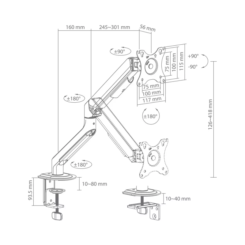 White Shark AKHENATEN I GMS-3209 Soporte para monitor, 1 monitor