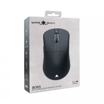 White Shark BORS-B WGM-5021 Ratón gaming inalámbrico, 12000 DPI, 2.4GHz, RGB, negro