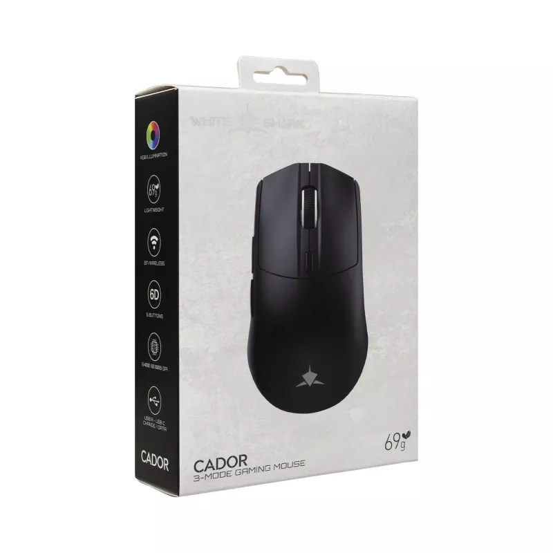 White Shark CADOR-B WGM-5020 Ratón gaming RGB con cable, negro