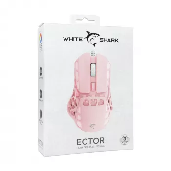 White Shark ECTOR-P GM-5016 ratón gaming con cable, 6400 DPI, rosa