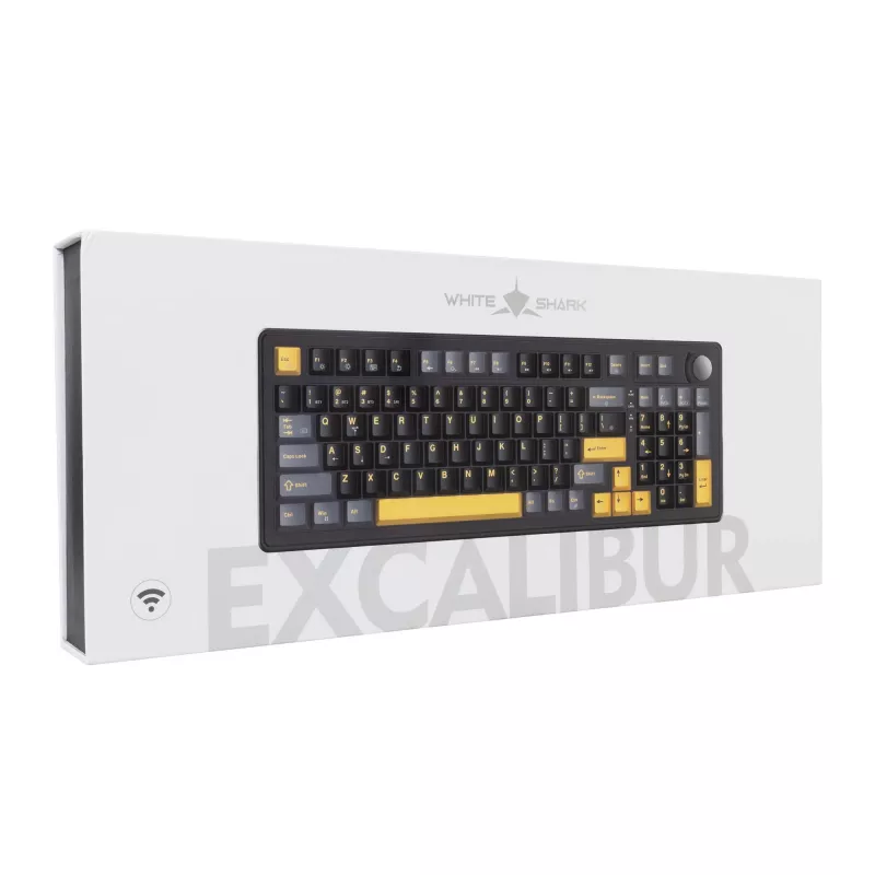 White Shark EXCALIBUR-B TKL Teclado gaming mecánico, KTT Wine Red Linear Hot-Swap, Per-Key RGB, negro