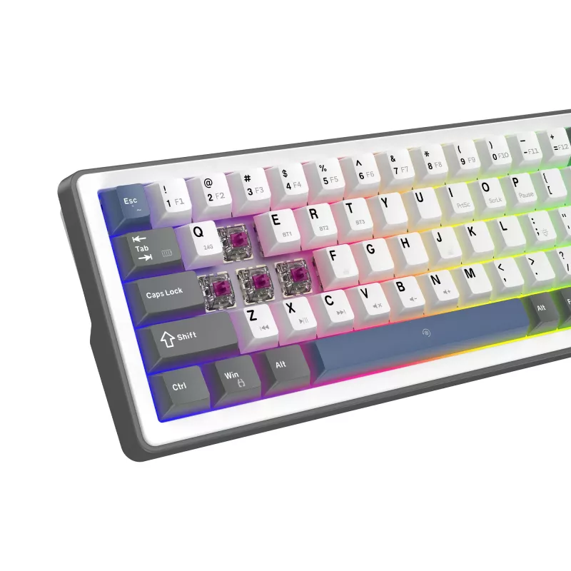 White Shark EXCALIBUR M teclado mecánico (GK-009251) con Outemu Blue Switches, iluminación RGB, US-Layout, blanco