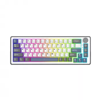 White Shark EXCALIBUR M teclado mecánico (GK-009251) con Outemu Blue Switches, iluminación RGB, US-Layout, blanco