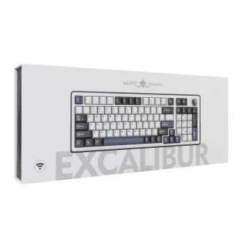 White Shark EXCALIBUR-W Teclado gaming mecánico, 75% Layout, KTT Wine Red Hot-Swap, Per-Key RGB, con cable, blanco