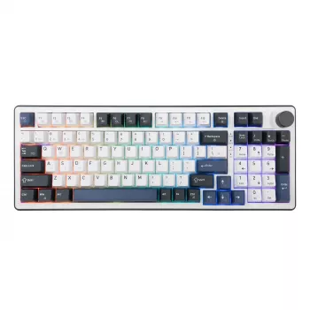 White Shark EXCALIBUR-W Teclado gaming mecánico, 75% Layout, KTT Wine Red Hot-Swap, Per-Key RGB, con cable, blanco