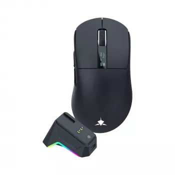 White Shark GAWAIN-B ratón gaming inalámbrico, 12000 DPI, 500 mAh, 56 g, negro