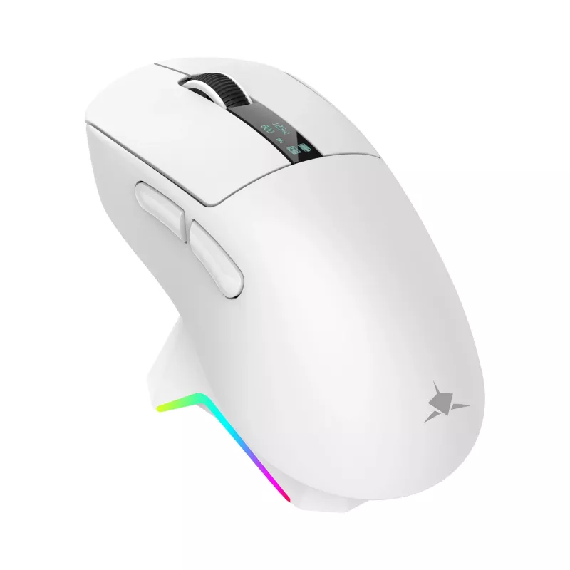 White Shark GAWAIN-W ratón gaming inalámbrico – 12000 DPI, batería de 500mAh, 56g, blanco