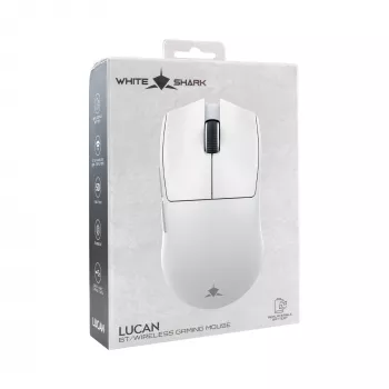 White Shark LUCAN-W WGM-5022 ratón gaming inalámbrico de 12000 DPI, blanco
