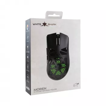 Ratón gaming óptico con cable White Shark MORIEN WGM-5025 negro, 7200 DPI, 7 botones programables, iluminación RGB, diestro