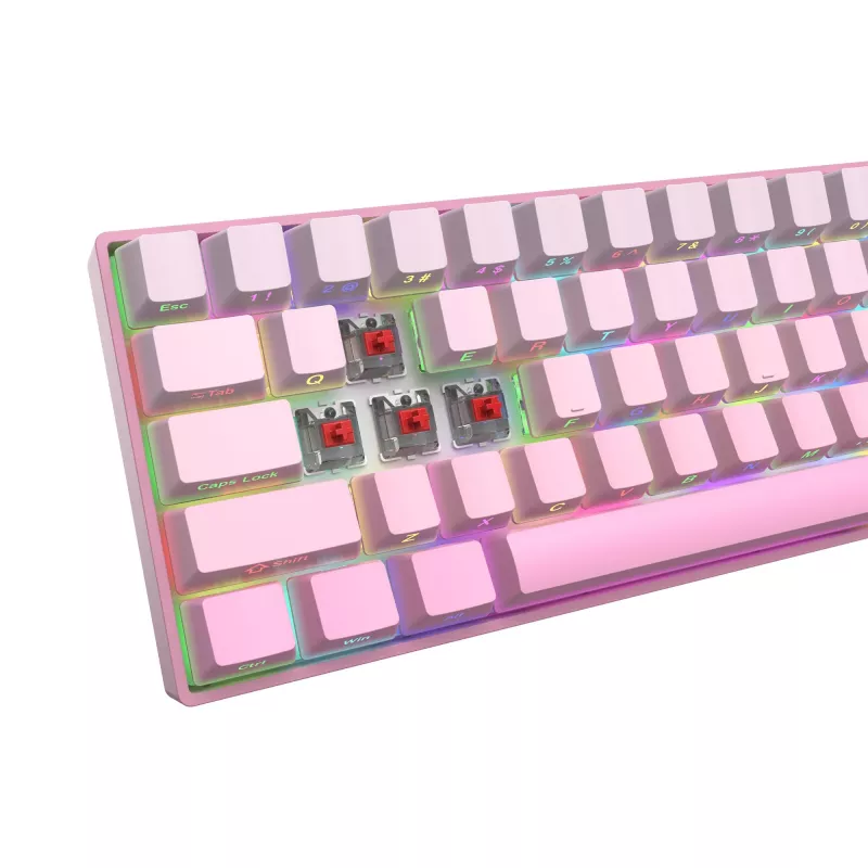 White Shark NUNCHAKU-P-US-RED.SW Teclado mecánico gaming TKL - 87 teclas, interruptores Outemu Red, iluminación RGB, rosa