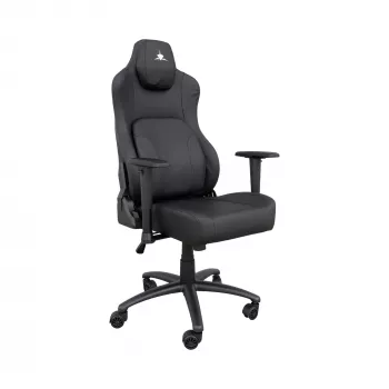 White Shark SPEEDWAY silla gaming, piel sintética negra, reposabrazos 2D, inclinación 180°