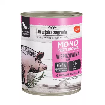 Comida húmeda para perros WIEJSKA ZAGRODA Mono de cerdo 800g