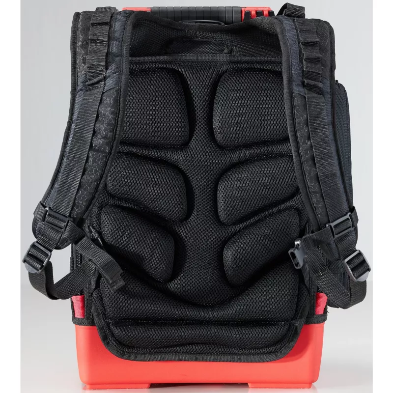 Wiha 45528 Mochila de herramientas para electricista, 28 piezas, 385 x 260 x 530 mm, Negro/Rojo