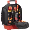 Wiha 45528 Mochila de herramientas para electricista, 28 piezas, 385 x 260 x 530 mm, Negro/Rojo