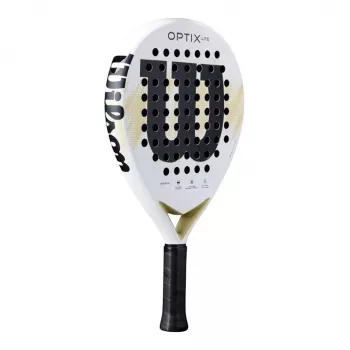 Pala de pádel Wilson Optix V2 Lite - forma de lágrima, núcleo EVA blando, superficie de fibra de vidrio, negro/verde