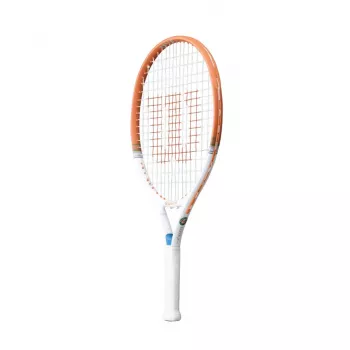 Wilson Roland Garros Elite Junior 21 raqueta de tenis - grip 3 1/2, azul/marrón/blanco, encordada, con protector de cabeza