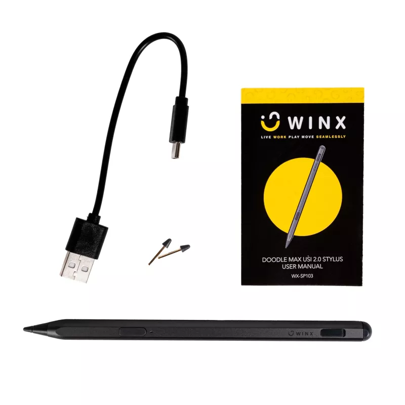 WINX DOODLE Max USI 2.0 Stylus - 4096 niveles de presión, rechazo de palma, detección de inclinación, recargable por USB-C, Space Grey