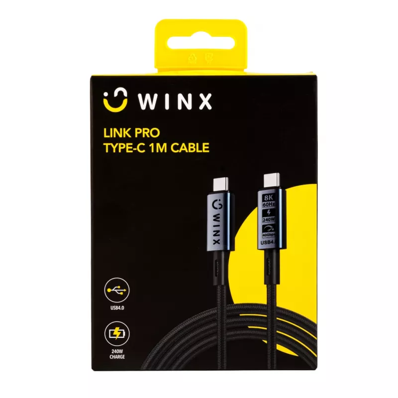 Cable WINX LINK Pro Type-C 1 m 100W PD USB 2.0 480Mbps negro