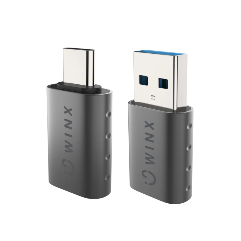 WINX LINK combinación de adaptadores Type-C y USB Simple – conector macho USB-C a conector hembra USB-A y conector macho USB-A a conector hembra USB-C, USB 2.0, 480 Mbit/s, gris espacial