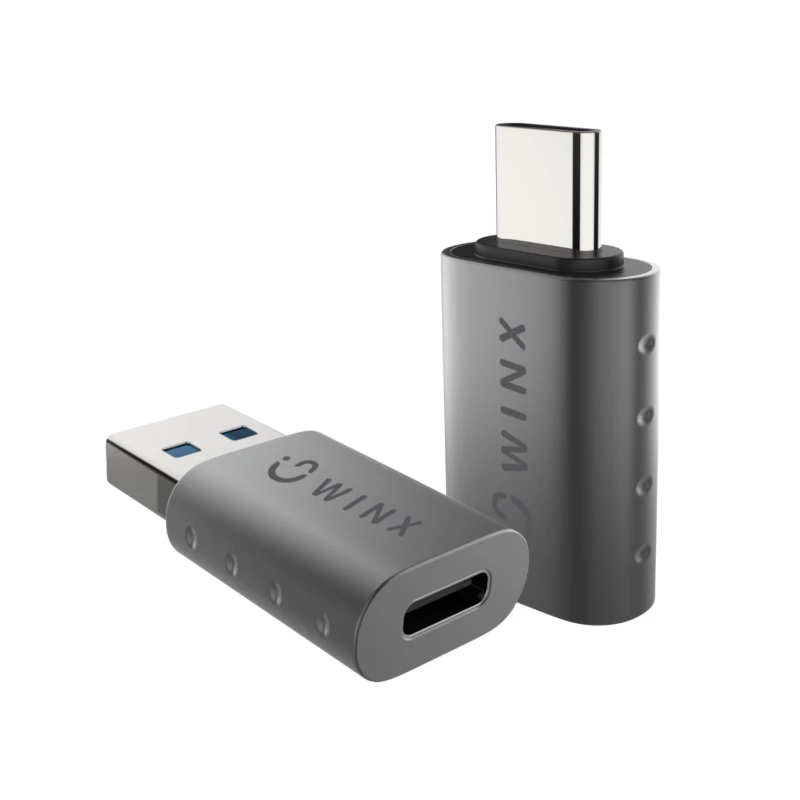 WINX LINK combinación de adaptadores Type-C y USB Simple – conector macho USB-C a conector hembra USB-A y conector macho USB-A a conector hembra USB-C, USB 2.0, 480 Mbit/s, gris espacial