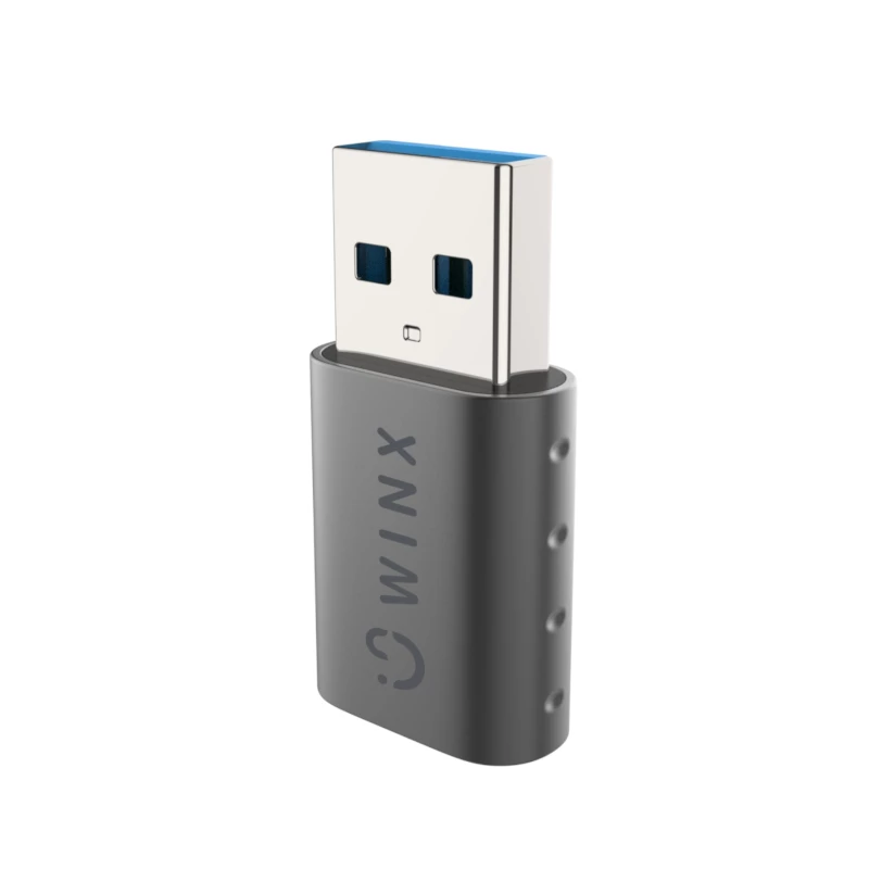 Adaptador WINX LINK Simple USB a Type-C doble pack (USB-A macho a USB-C hembra, 5Gbit/s, 15W, Space Grey, pack de 2)