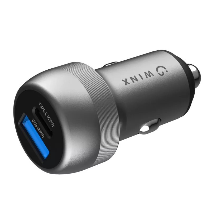 WINX POWER Cargador de coche rápido 89W - USB-C PD 67W + USB-A QC 18W, Negro