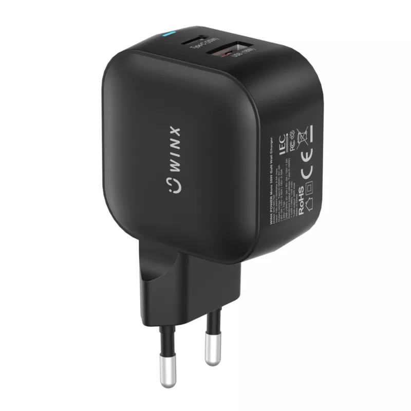 WINX POWER More Fuente de alimentación GaN 35W - doble USB-C y USB-A, PD 3.0 PPS, blanca