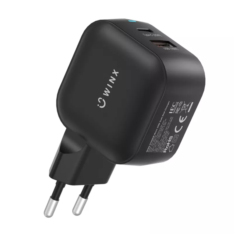 WINX POWER More Fuente de alimentación GaN 35W - doble USB-C y USB-A, PD 3.0 PPS, blanca