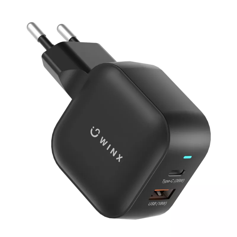 WINX POWER More Fuente de alimentación GaN 35W - doble USB-C y USB-A, PD 3.0 PPS, blanca