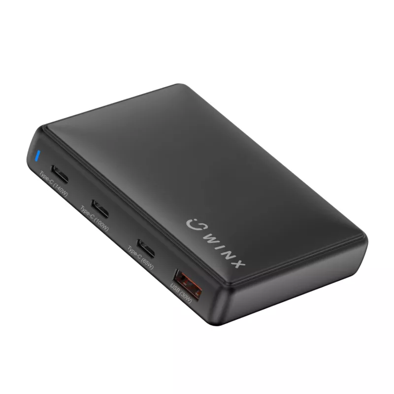 WINX POWER Ultra 140W cargador de sobremesa GaN - 2x USB-C PD 100W + USB-A QC 22.5W, negro