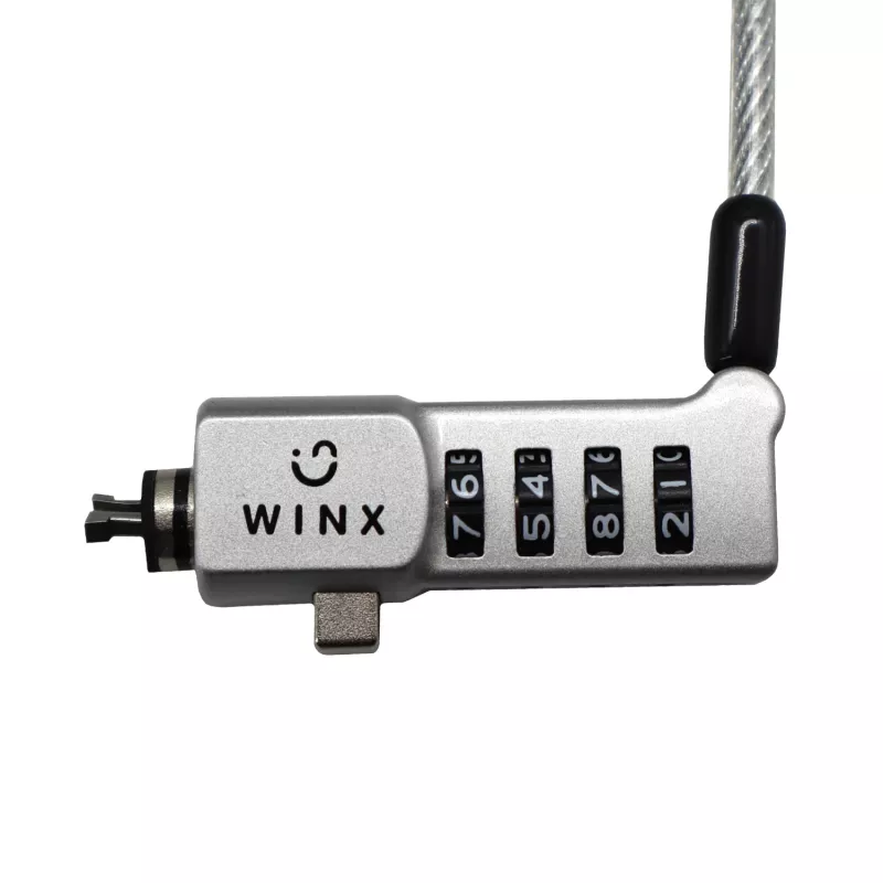 WINX Secure Max Candado de cable universal con código - Candado de combinación reseteable de 4 dígitos, acero trenzado, 1,8 m, Negro/Plata